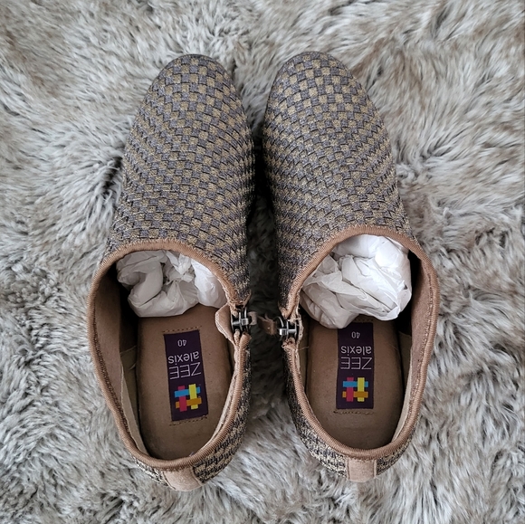 Zee Alexis Hand-Woven Ankle Booties Wedge Shoes Size 39 - Picture 3 of 8